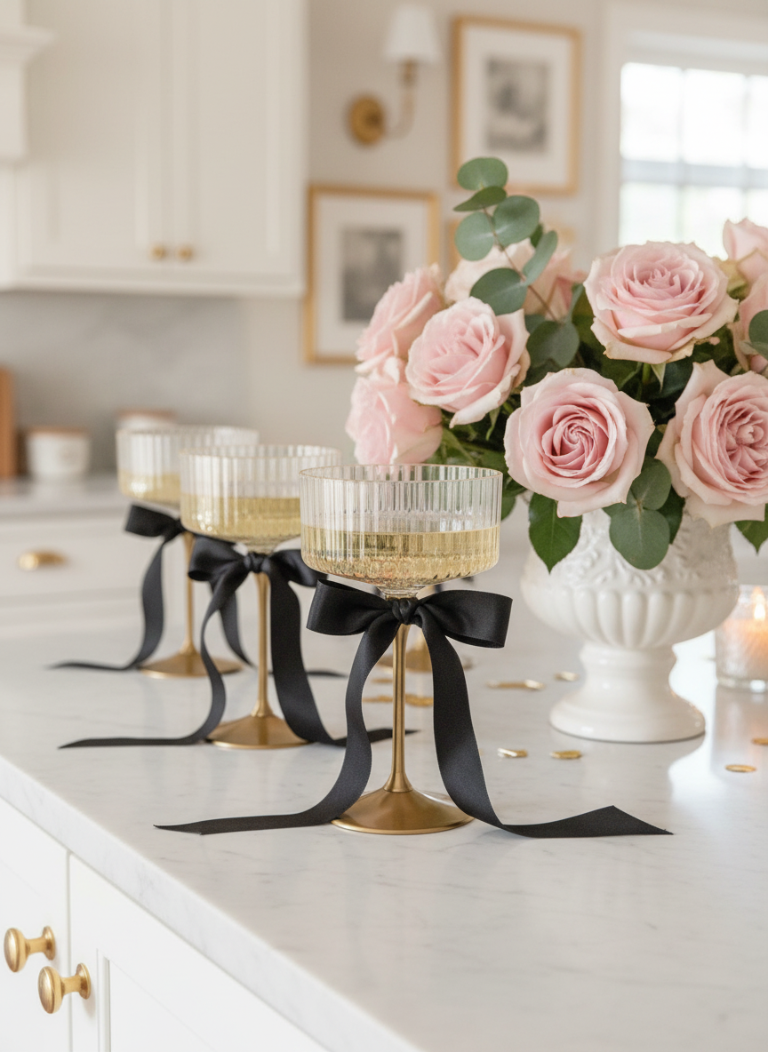 Champagne Bar Black Bows