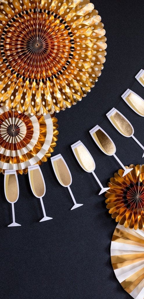 Champagne glasses banner for a mimosa or bubbly bar at your New Year's Eve bash or gold bridal shower