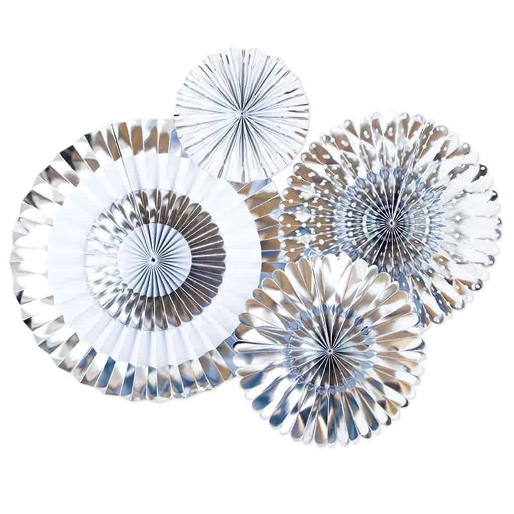 Chrome and Silver Disco Party Backdrop Fans