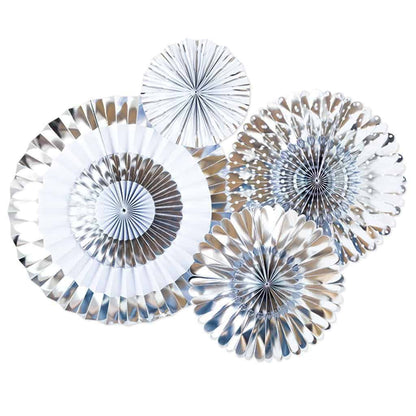 Chrome and Silver Disco Party Backdrop Fans