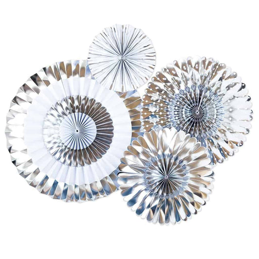 Chrome and Silver Disco Party Backdrop Fans