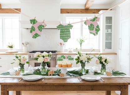 Close-up baby shower table