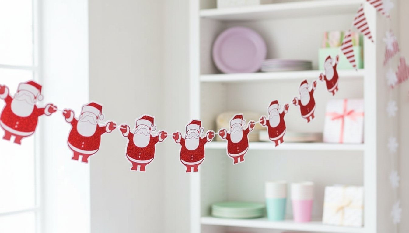 Close-up of Santa banner showing details