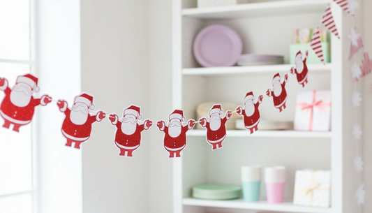 Close-up of Santa banner showing details