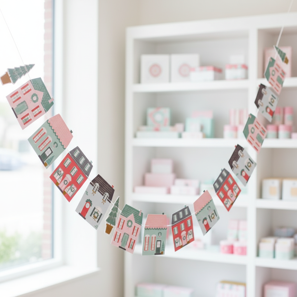 Close-up of winter houses banner showing details