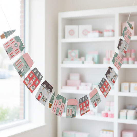 Close-up of winter houses banner showing details