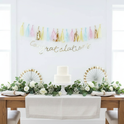 Congratulations Banner with Cake and Decorations