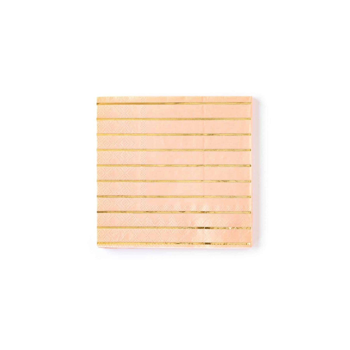 peach cocktail napkins with a thin gold foil stripe