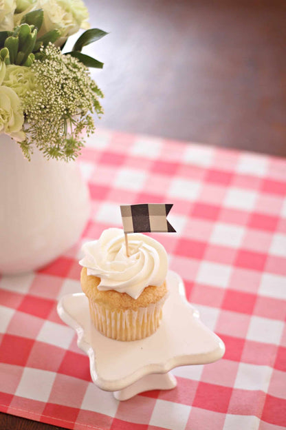Coral Gingham Plaid Table Runners