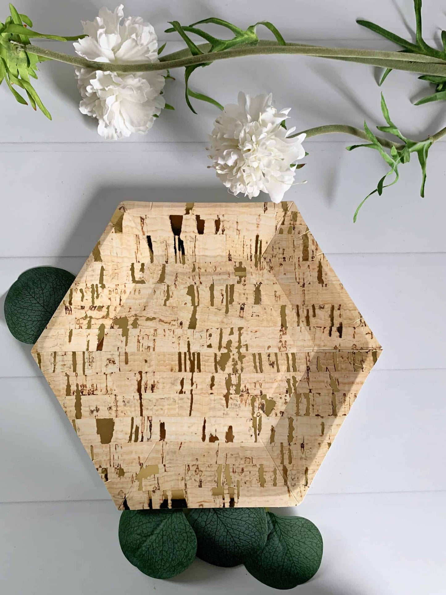 Rustic Dessert Plates - Cork Pattern With Gold