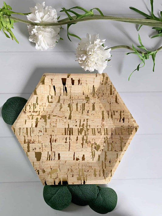 Rustic Dessert Plates - Cork Pattern With Gold