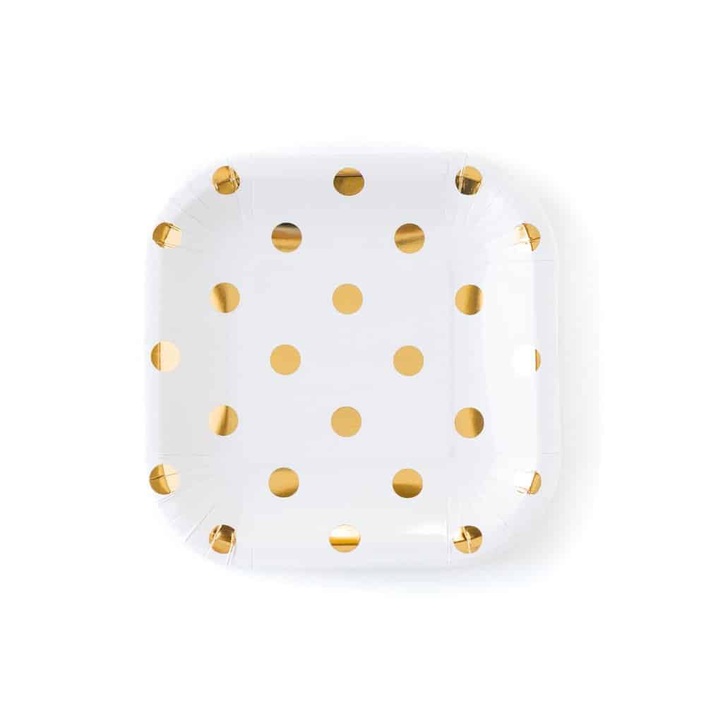 Cream and Gold Polka Dot Paper Plates