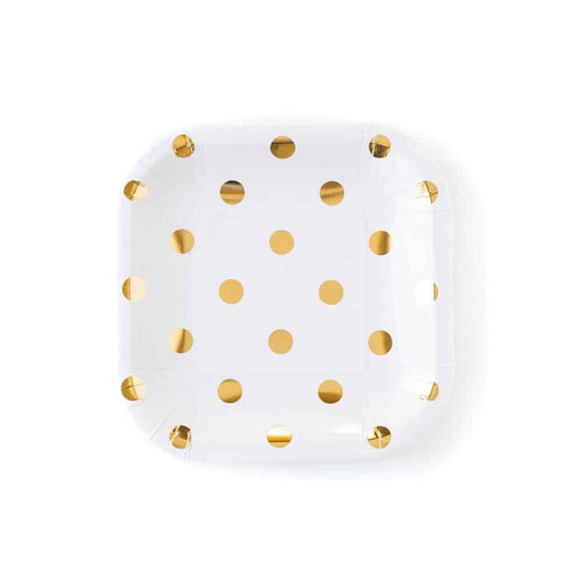 Cream and Gold Polka Dot Paper Plates