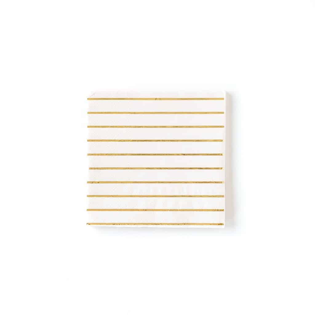 Cream and Gold Striped Cocktail Napkins