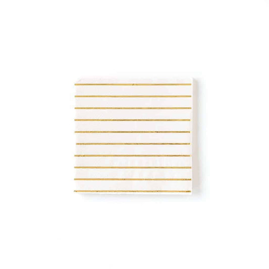 Cream and Gold Striped Cocktail Napkins