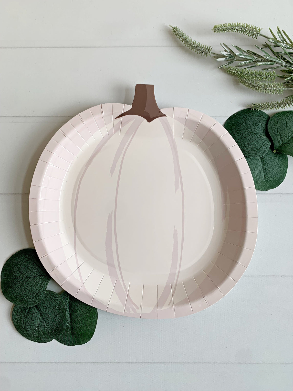 Cream Pumpkin Shaped Paper Plates | Set of 8 | 9 Inch | EnFete Party