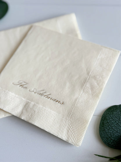 Personalized Wedding Reception Cocktail Napkins - Last Name & Date