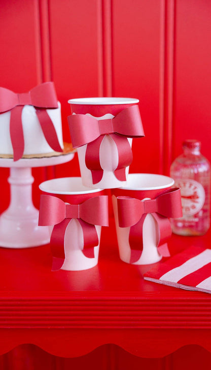 Red Bow Christmas Party Cups
