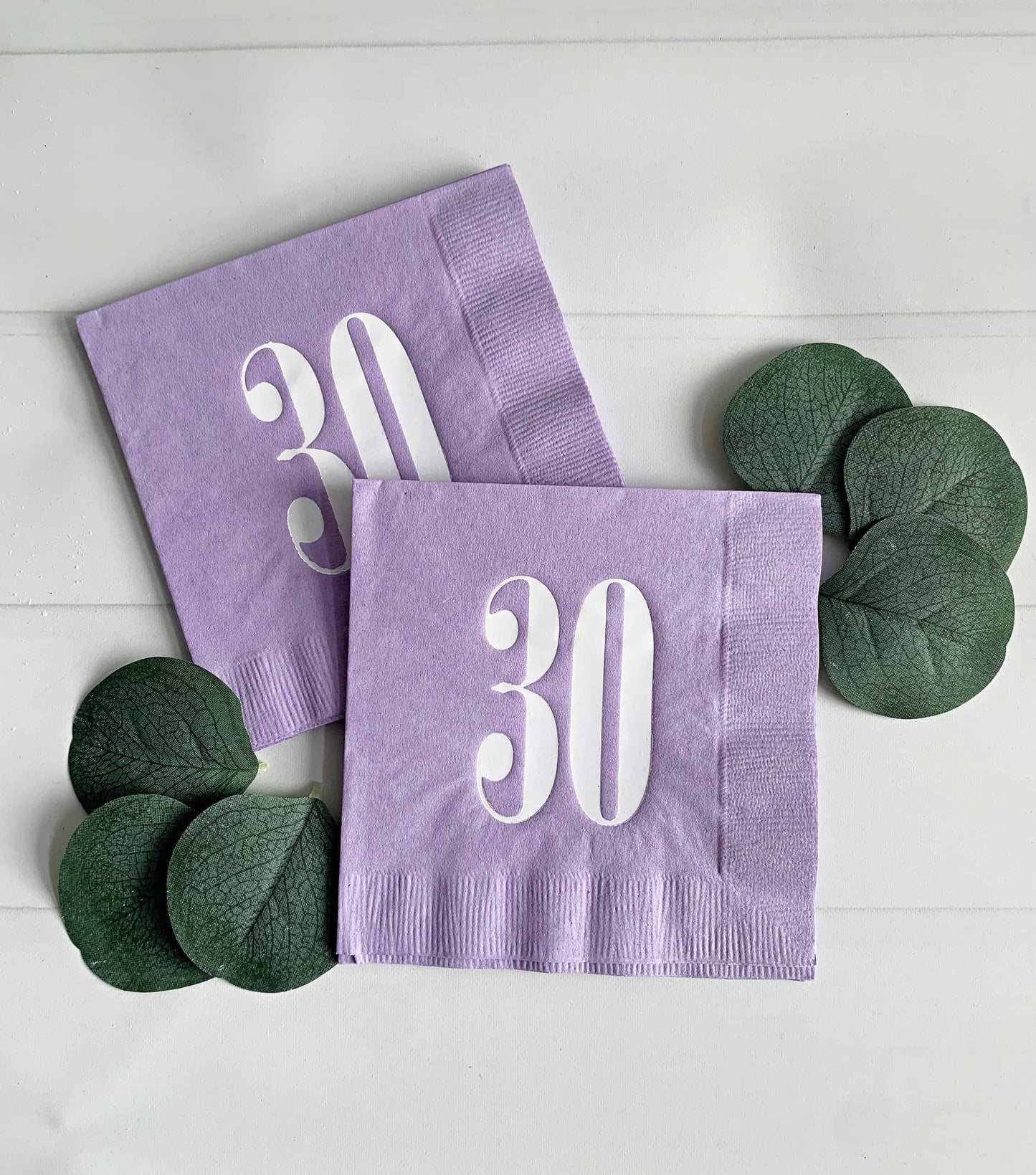 30th Birthday Napkins - Lavender & White