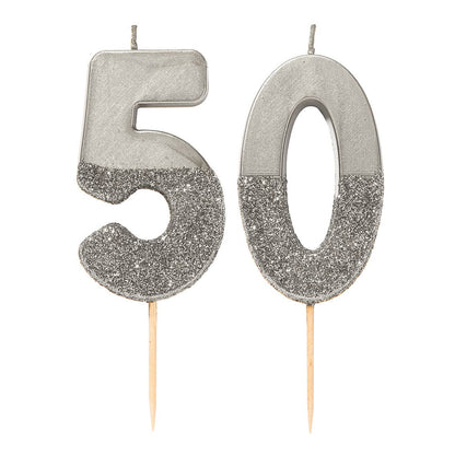 Silver Number Candles