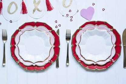 Red Scalloped Dinner Plates