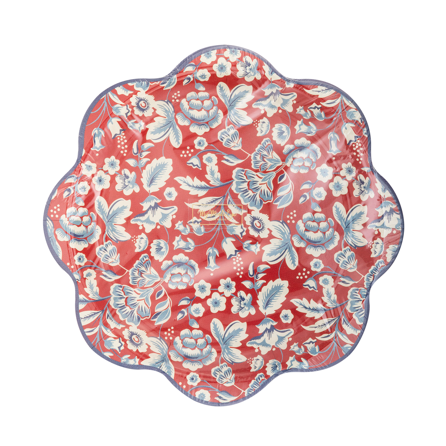 Hamptons Red Floral Scalloped Plates