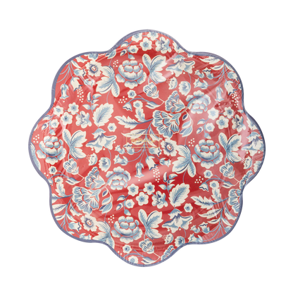Hamptons Red Floral Scalloped Plates