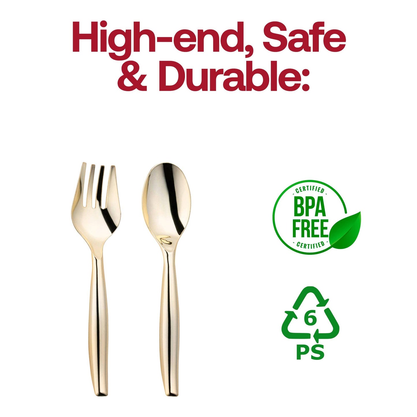 Gold Serving Fork and Spoon Set - Plastic