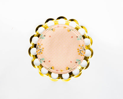 Tea Party Dessert Plates - Pink & Beige