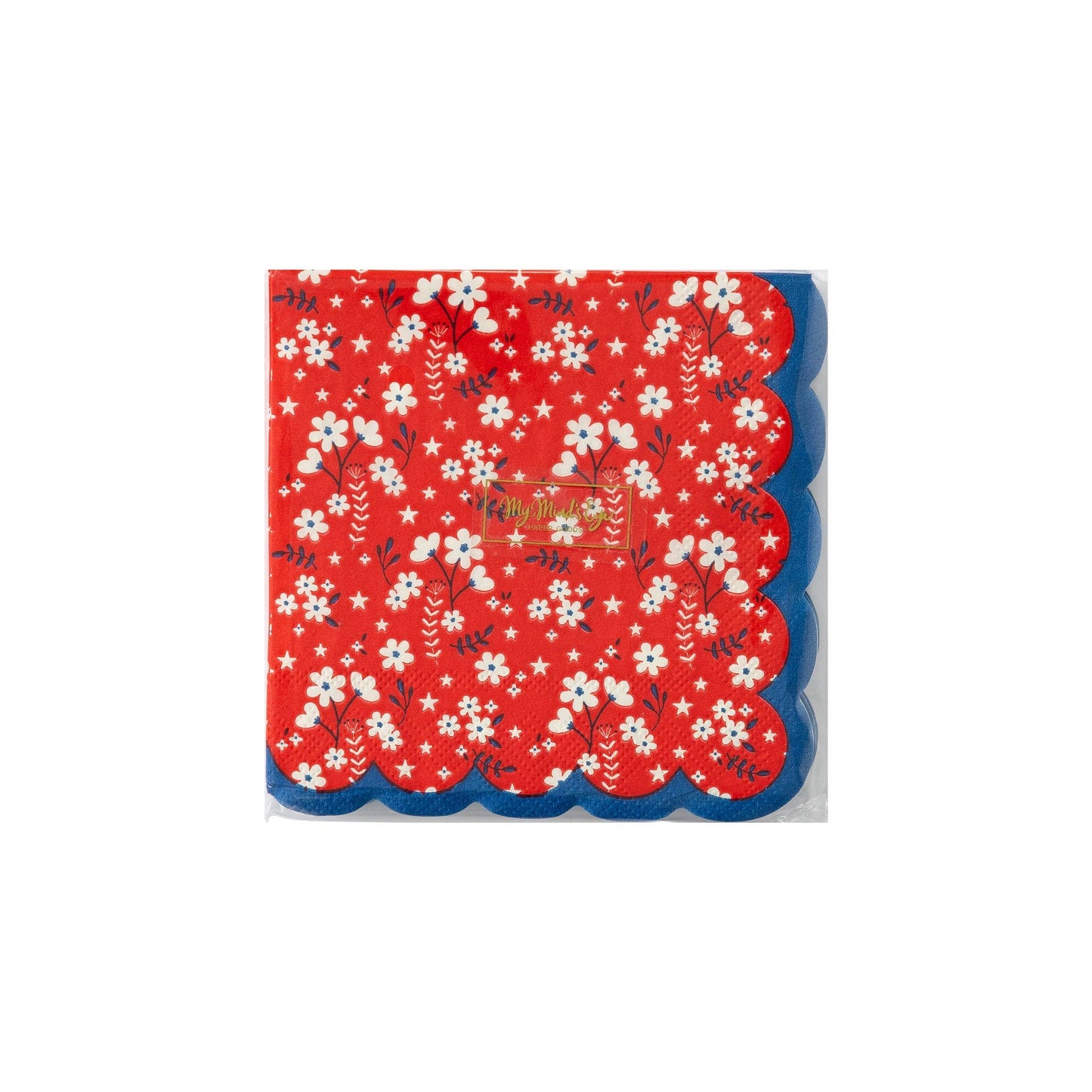 Red Americana Floral Cocktail Napkin