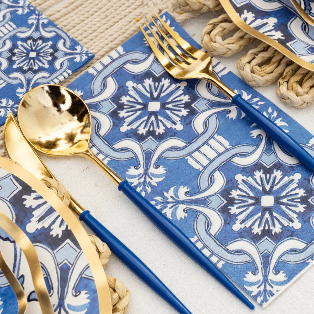 Moroccan Blue Paper Dinner Plates