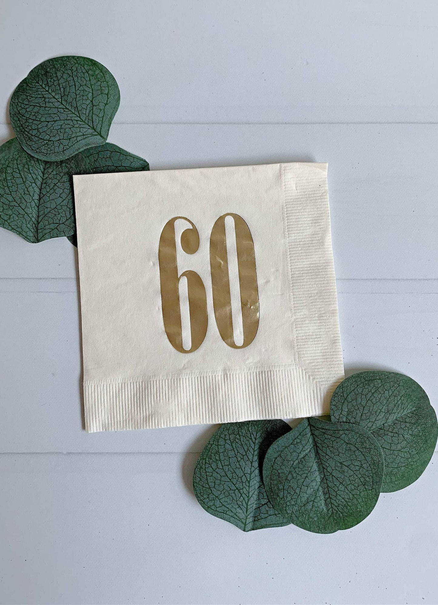 60th Birthday Cocktail Napkins - Gold on Cream