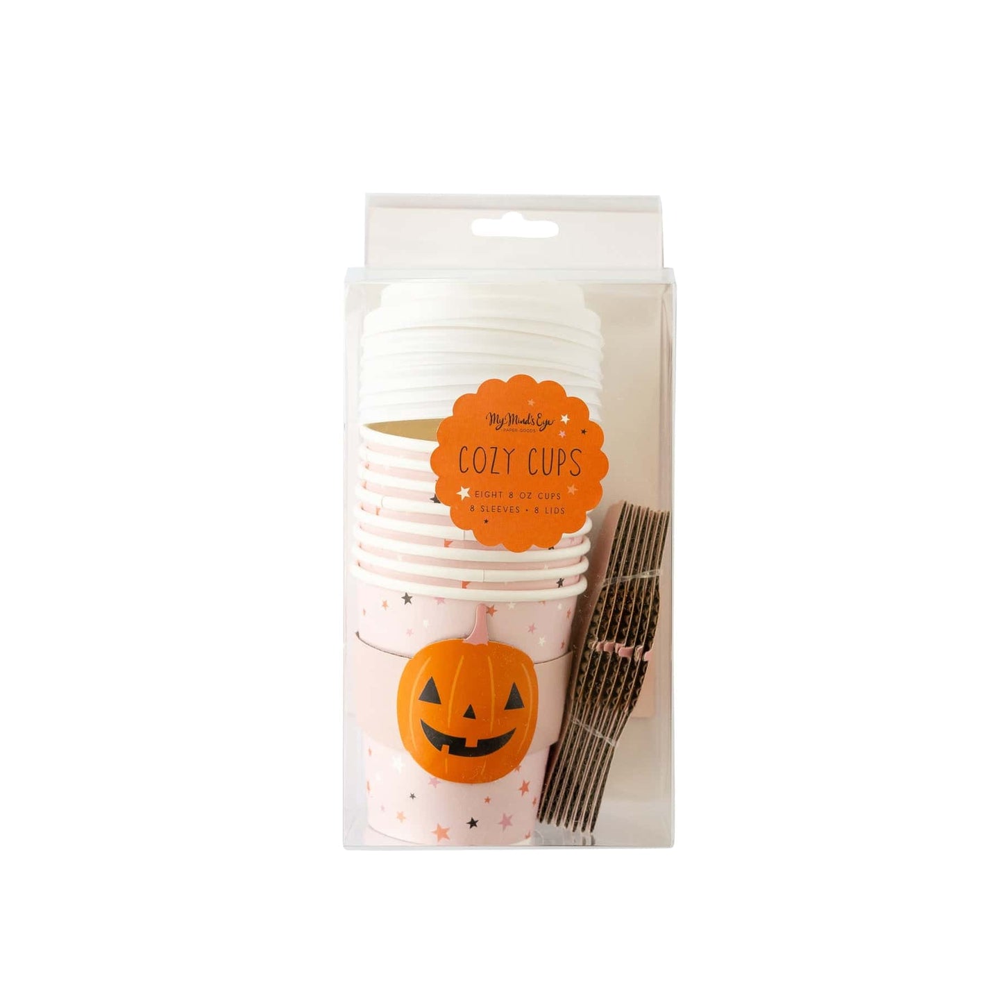 Pink Jack o Lantern & Stars Cozy To Go Cups