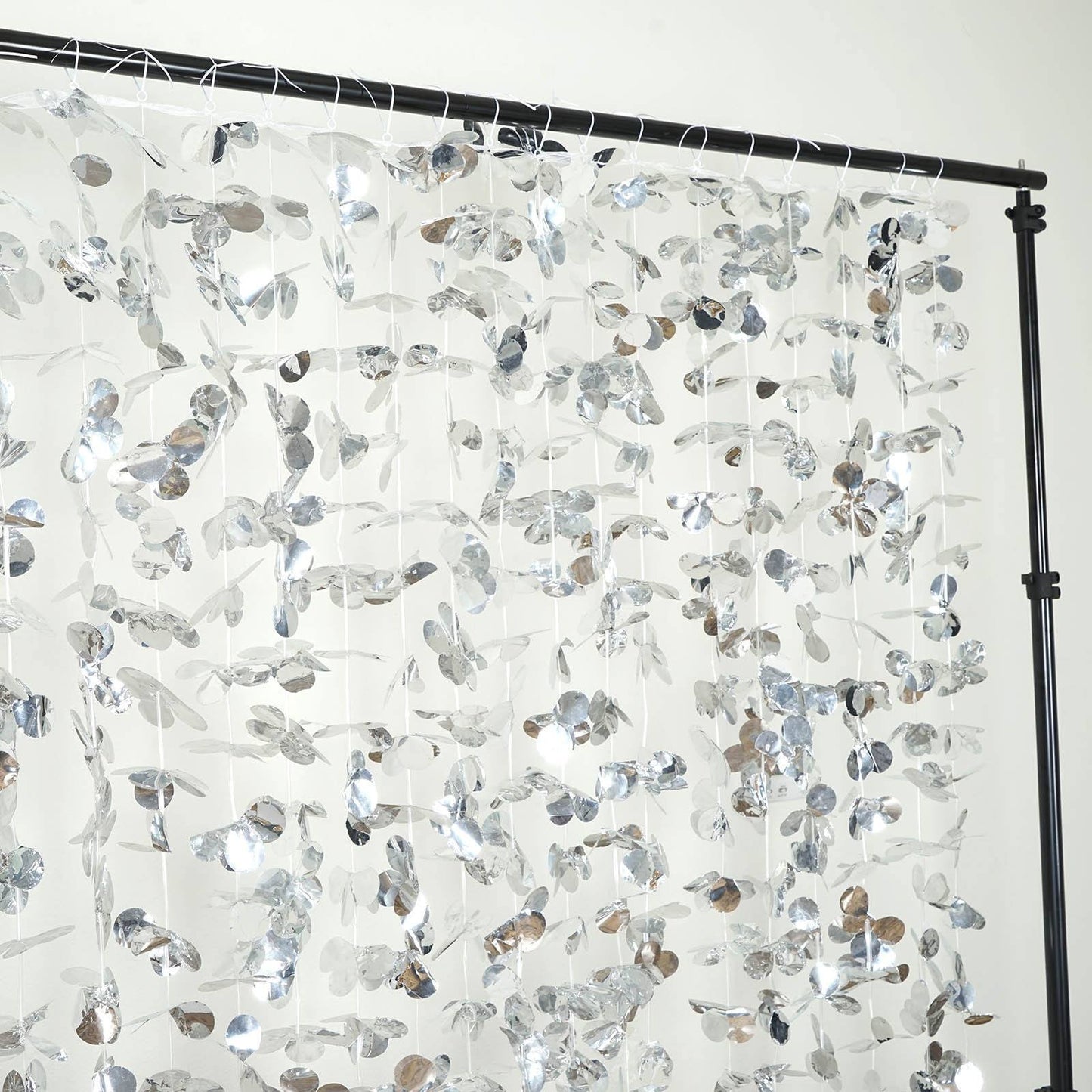 Silver Floral Backdrop Curtain - Photo Booth Background for Weddings & Parties (6ft x 5.75ft)