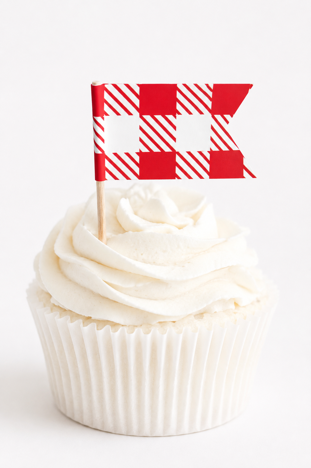 Bright Red Gingham Cupcake Toppers