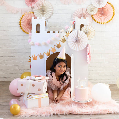Princess Pink and Gold Party Photo Backdrop Fans