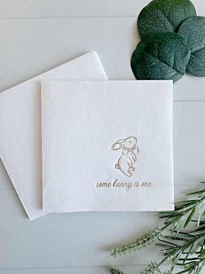 Some Bunny is One  Napkins Gold Foil - Milestone Birthday Cocktail Napkins Set of 16