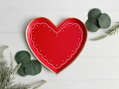 Red Heart Paper Plates - Valentine's Day Dessert Plates Set of 8
