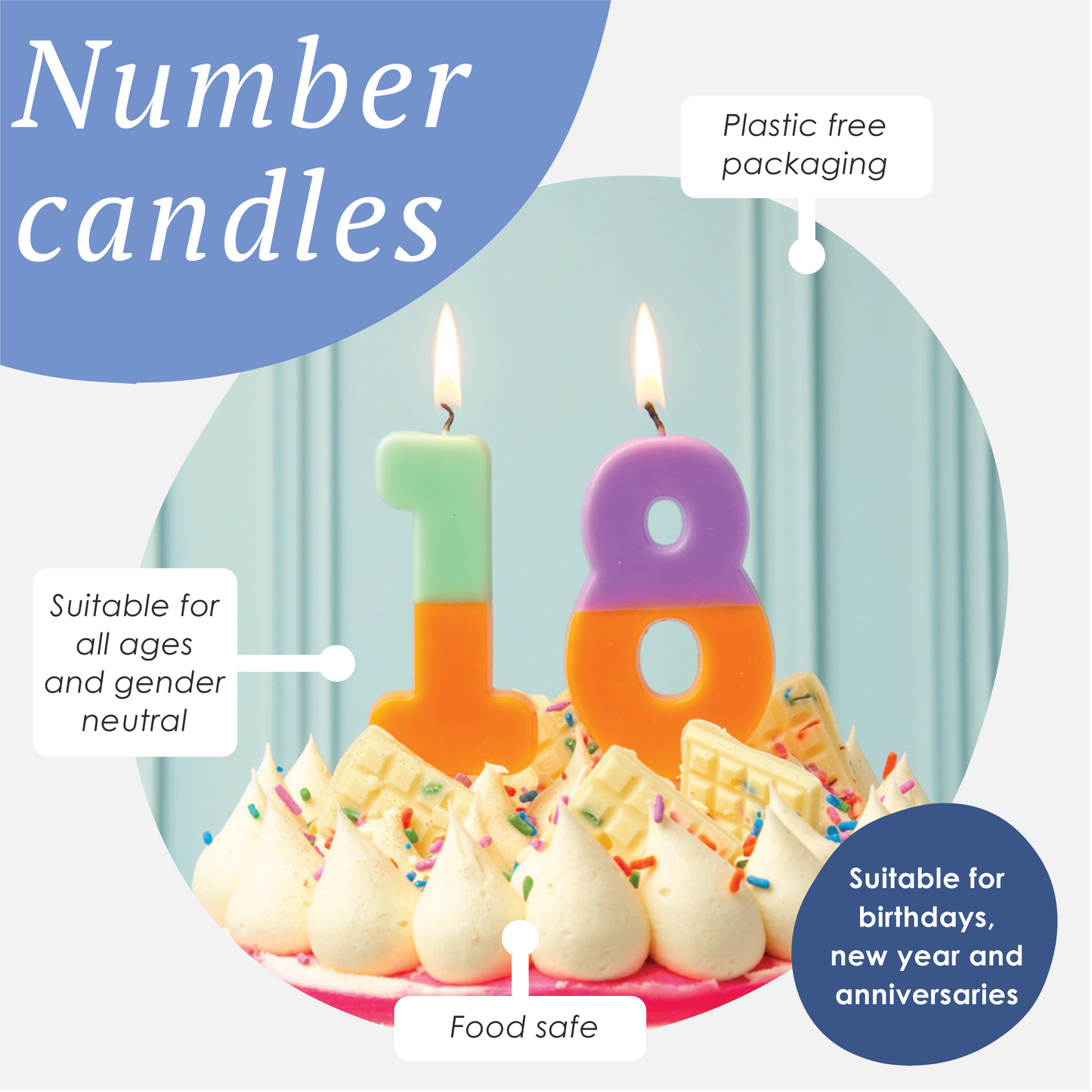 Number 9 Birthday Candle - Two Tone Pink & Orange Ombre - Safari Birthday Cake Topper