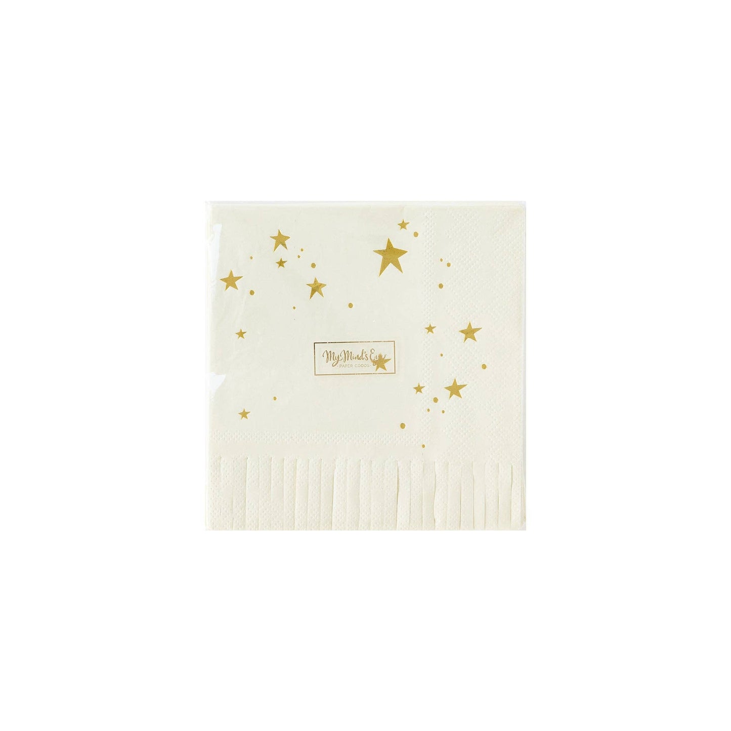 Cream and  Gold Star Cocktail Napkins
