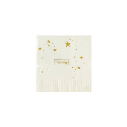 Cream and  Gold Star Cocktail Napkins