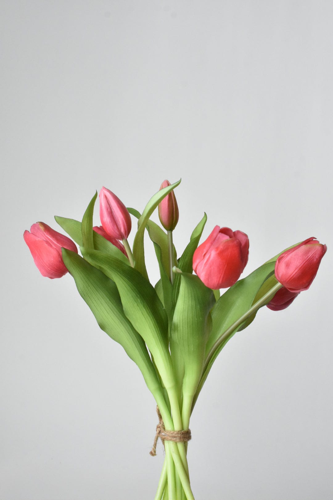Faux Real Touch Dark Pink Tulip Stem Bundle 11.75 Inch - Artificial Tulips Set of 7