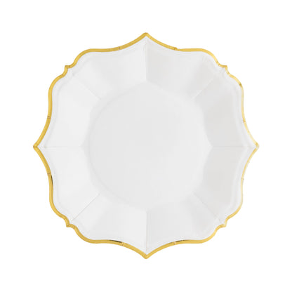 White Cake Plates with Gold Edge