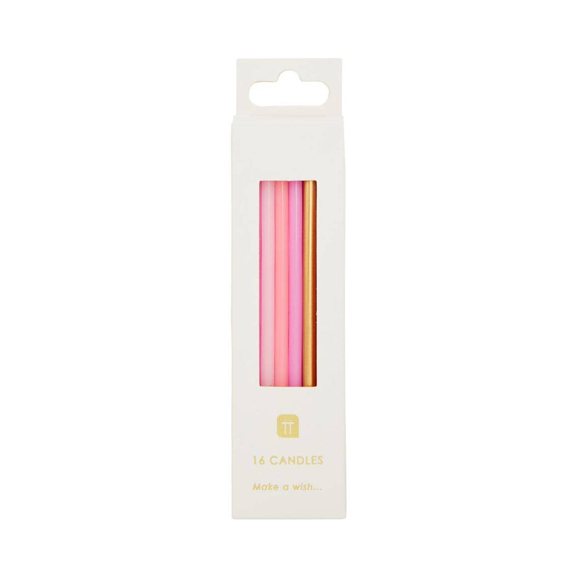Blush Pink Lavender Gold Birthday Candles - Tall Skinny Candles | 16 Pack