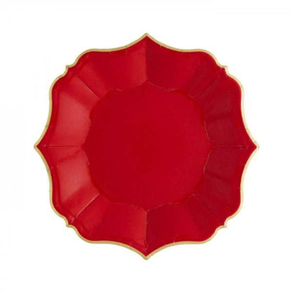 Red Scalloped Dessert Plates