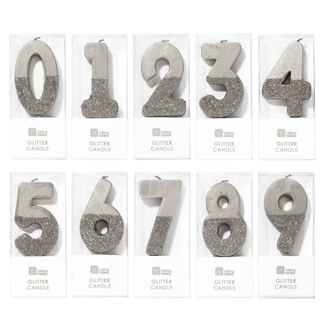 Silver Number Candles