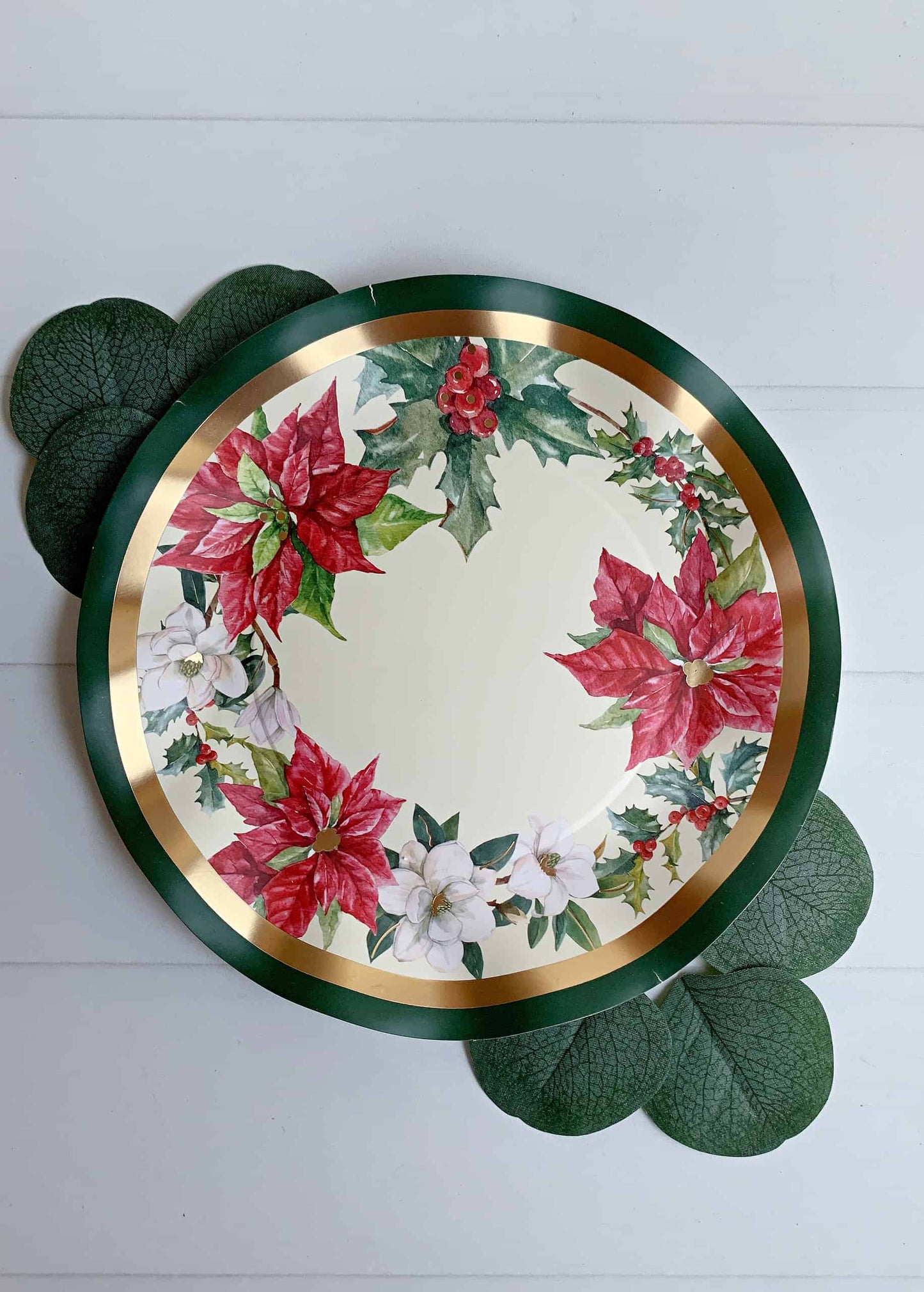 Cream with Poinsettia Dessert Plates