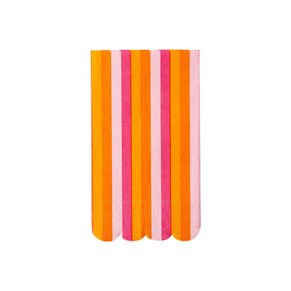 Hot Pink & Orange Scalloped Dinner Napkins