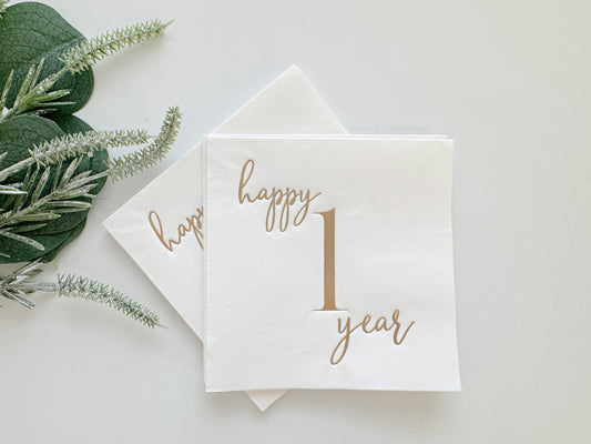 Happy 1 Year - First Birthday Cocktail Napkins for Your Little One's Birthday Party