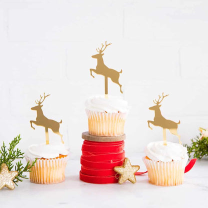 Deer Cupcake Toppers - Christmas Party